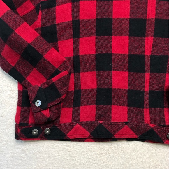 Torrid Trucker Coat Buffalo Plaid Red Stretch Twill  Cotton Sherpa Jacket - Picture 7 of 9